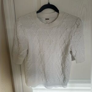 Free People Eden Textured Top | Elbow Sleeve | White | Size Medium